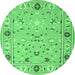 Round Abstract Emerald Green Contemporary Rug, con2397emgrn