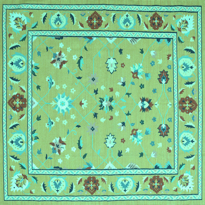 Square Abstract Turquoise Contemporary Rug, con2397turq