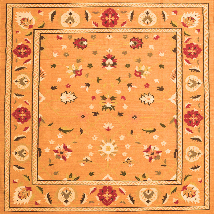 Round Machine Washable Abstract Orange Contemporary Area Rugs, wshcon2397org