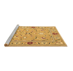Sideview of Machine Washable Abstract Brown Contemporary Rug, wshcon2397brn