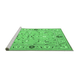 Sideview of Machine Washable Abstract Emerald Green Contemporary Area Rugs, wshcon2397emgrn
