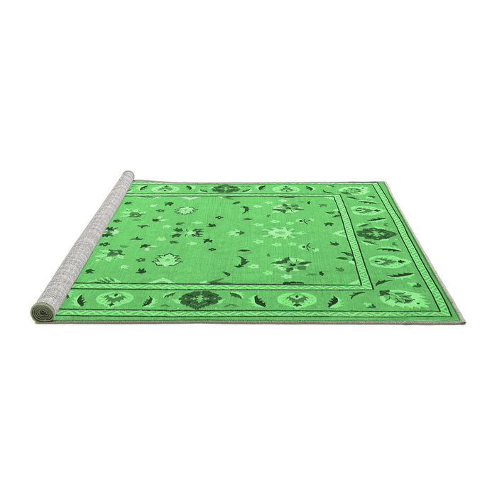 Sideview of Machine Washable Abstract Emerald Green Contemporary Area Rugs, wshcon2397emgrn