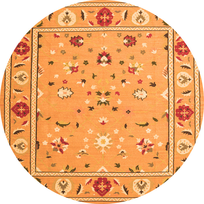 Square Abstract Orange Contemporary Rug, con2397org