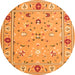 Square Abstract Orange Contemporary Rug, con2397org