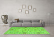 Machine Washable Abstract Green Contemporary Area Rugs in a Living Room,, wshcon2397grn