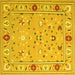 Square Machine Washable Abstract Yellow Contemporary Rug, wshcon2397yw