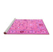 Sideview of Machine Washable Abstract Pink Contemporary Rug, wshcon2397pnk