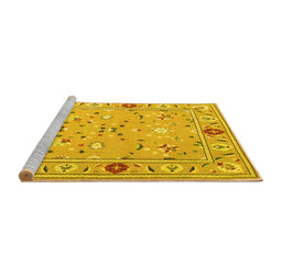 Sideview of Machine Washable Abstract Yellow Contemporary Rug, wshcon2397yw