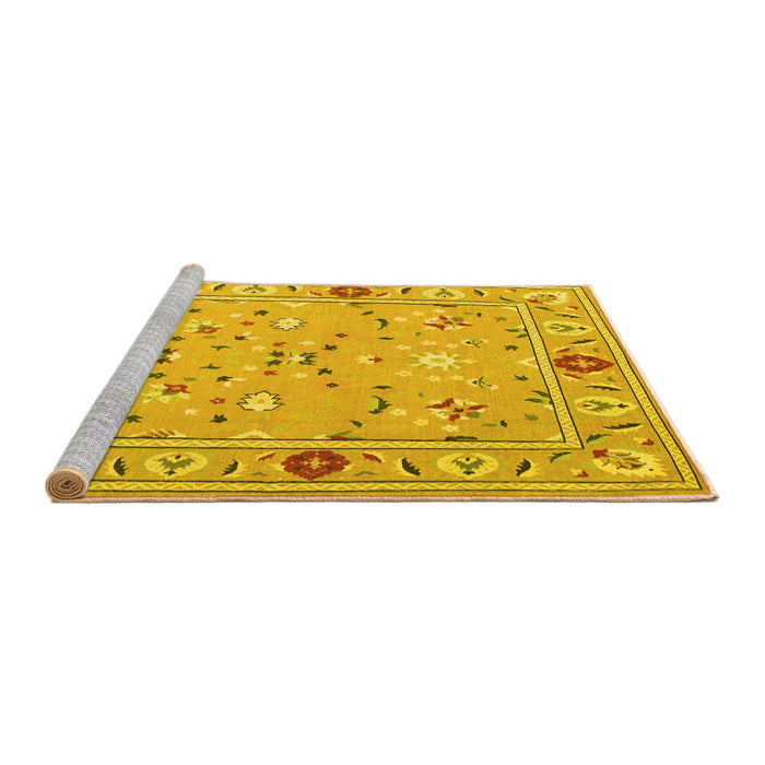 Sideview of Machine Washable Abstract Yellow Contemporary Rug, wshcon2397yw