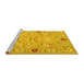 Sideview of Machine Washable Abstract Yellow Contemporary Rug, wshcon2397yw