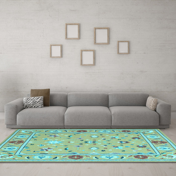 Machine Washable Abstract Light Blue Contemporary Rug in a Living Room, wshcon2397lblu