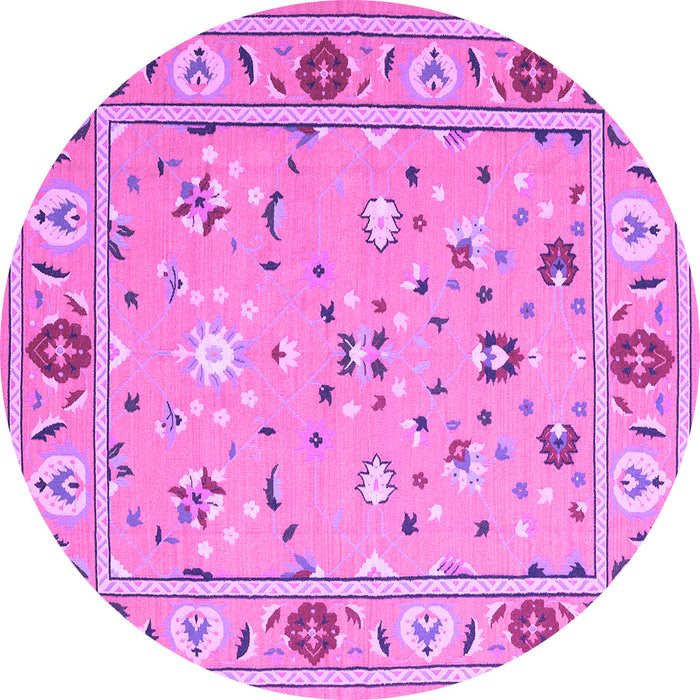 Round Machine Washable Abstract Purple Contemporary Area Rugs, wshcon2397pur
