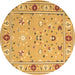 Round Abstract Brown Contemporary Rug, con2397brn