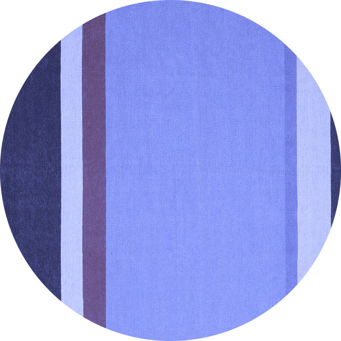 Round Abstract Blue Contemporary Rug, con2398blu