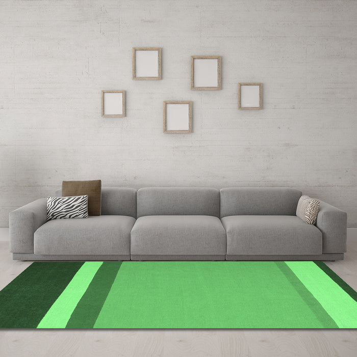 Machine Washable Abstract Emerald Green Contemporary Area Rugs in a Living Room,, wshcon2398emgrn