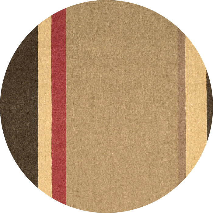 Round Abstract Brown Contemporary Rug, con2398brn