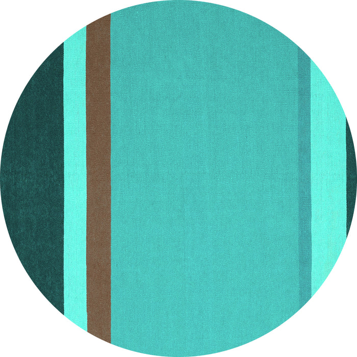 Round Abstract Turquoise Contemporary Rug, con2398turq