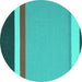 Round Abstract Turquoise Contemporary Rug, con2398turq