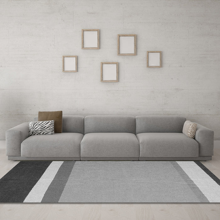 Machine Washable Abstract Gray Contemporary Rug in a Living Room,, wshcon2398gry