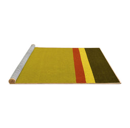 Sideview of Machine Washable Abstract Yellow Contemporary Rug, wshcon2398yw