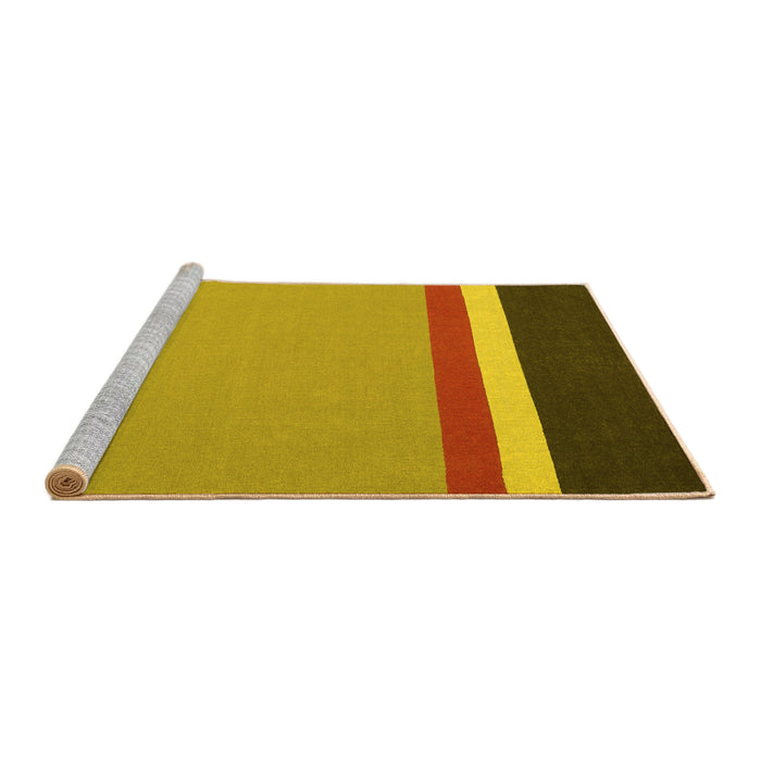 Sideview of Machine Washable Abstract Yellow Contemporary Rug, wshcon2398yw