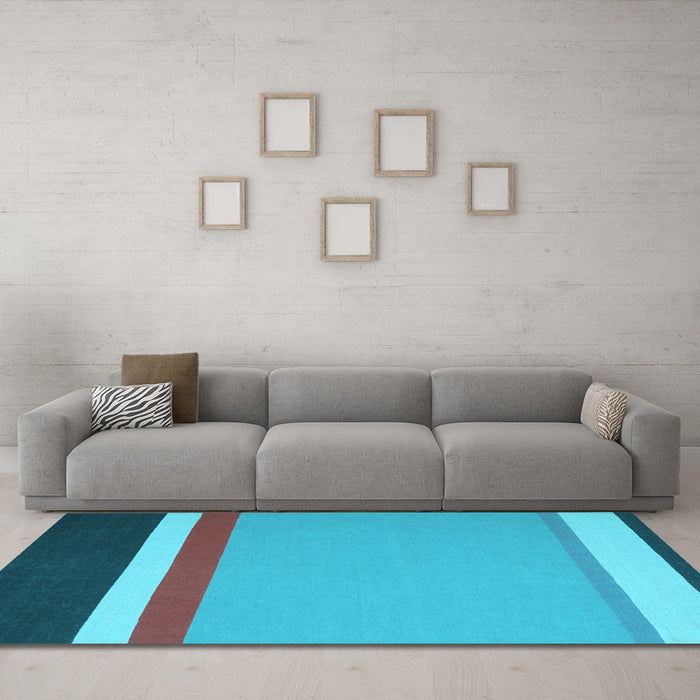 Machine Washable Abstract Light Blue Contemporary Rug in a Living Room, wshcon2398lblu
