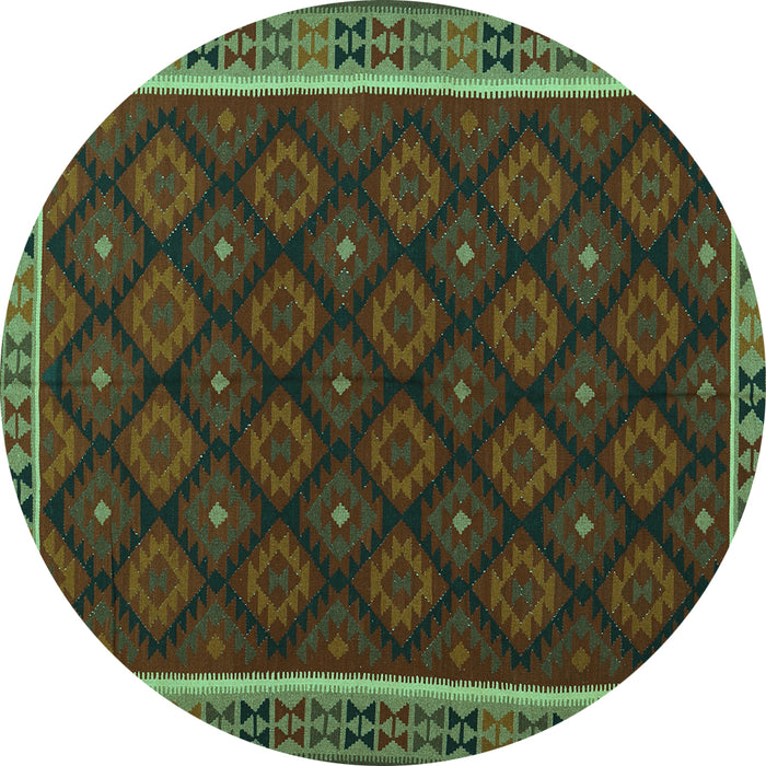 Round Oriental Turquoise Traditional Rug, con2399turq