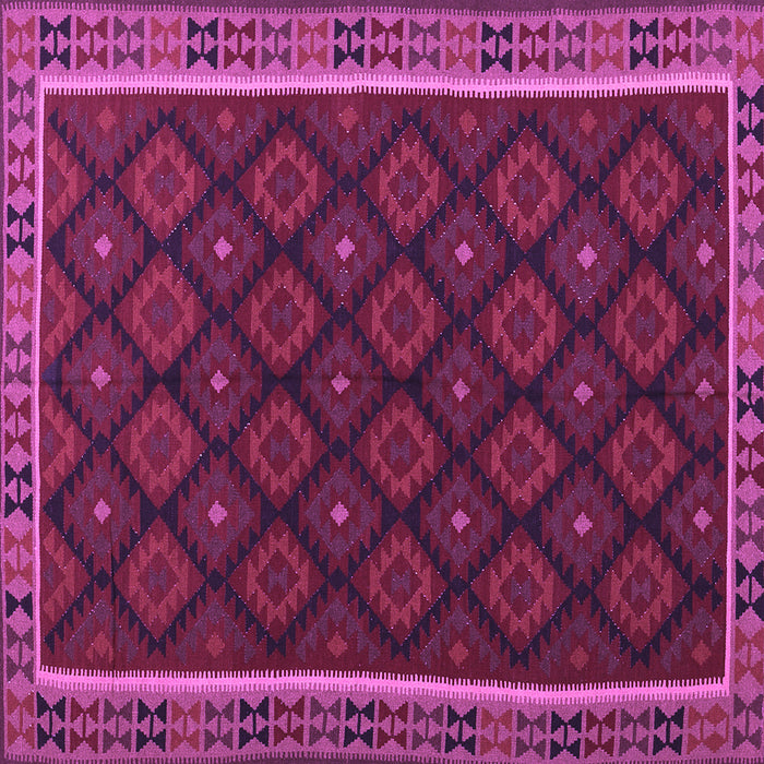 Square Machine Washable Oriental Purple Traditional Area Rugs, wshcon2399pur