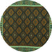 Round Machine Washable Oriental Turquoise Traditional Area Rugs, wshcon2399turq