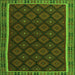 Round Machine Washable Oriental Green Traditional Area Rugs, wshcon2399grn