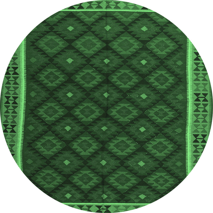 Round Oriental Emerald Green Traditional Rug, con2399emgrn
