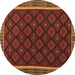 Round Oriental Brown Traditional Rug, con2399brn