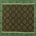 Square Machine Washable Oriental Turquoise Traditional Area Rugs, wshcon2399turq