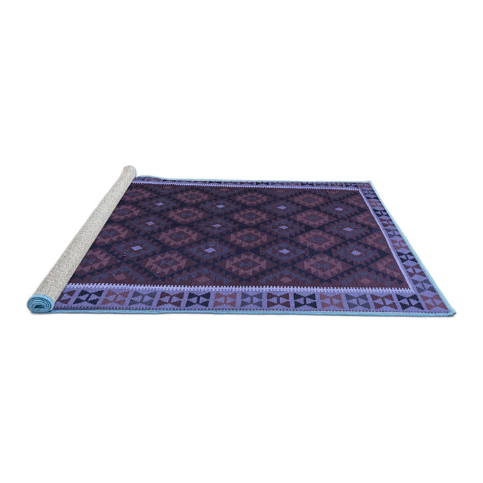 Sideview of Machine Washable Oriental Blue Traditional Rug, wshcon2399blu