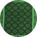 Round Machine Washable Oriental Emerald Green Traditional Area Rugs, wshcon2399emgrn