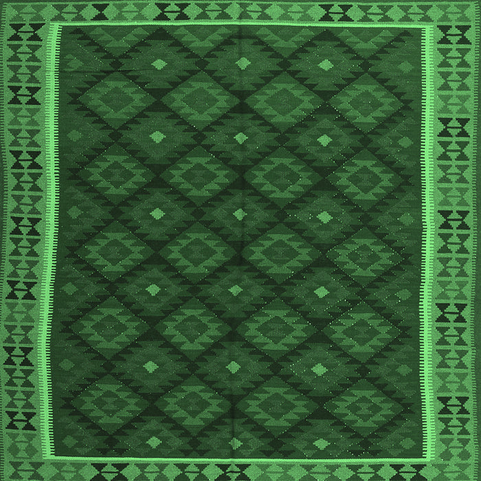 Square Oriental Emerald Green Traditional Rug, con2399emgrn