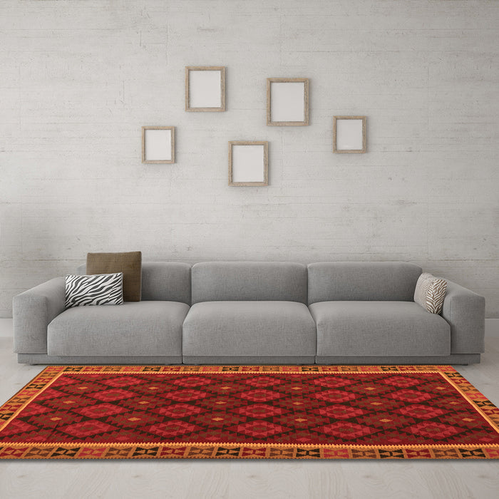 Machine Washable Oriental Orange Traditional Area Rugs in a Living Room, wshcon2399org