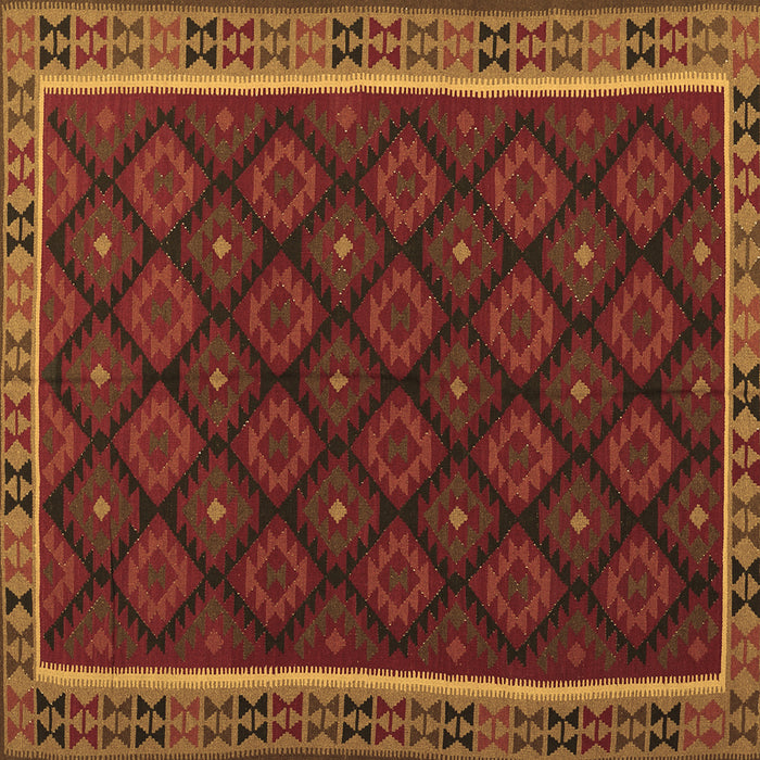 Square Machine Washable Oriental Brown Traditional Rug, wshcon2399brn