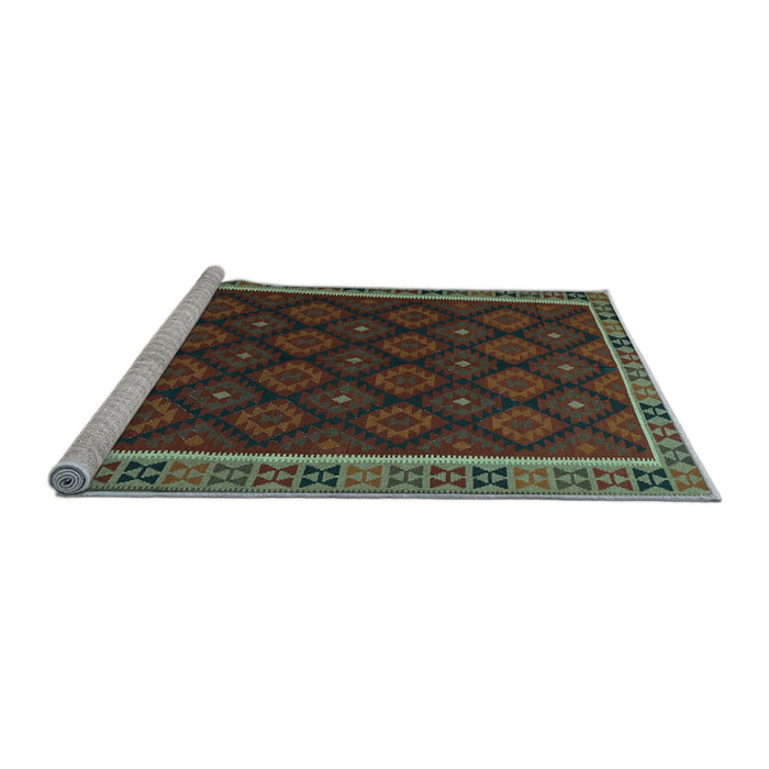 Sideview of Machine Washable Oriental Light Blue Traditional Rug, wshcon2399lblu