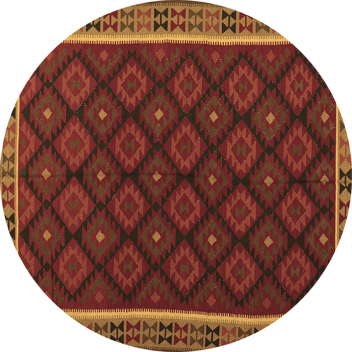 Round Machine Washable Oriental Brown Traditional Rug, wshcon2399brn
