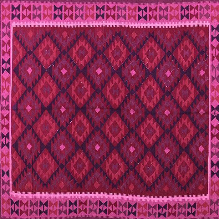 Square Machine Washable Oriental Pink Traditional Rug, wshcon2399pnk