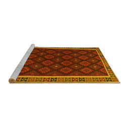 Sideview of Machine Washable Oriental Yellow Traditional Rug, wshcon2399yw
