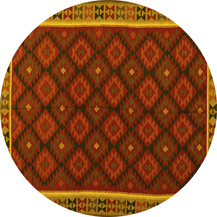 Round Oriental Yellow Traditional Rug, con2399yw