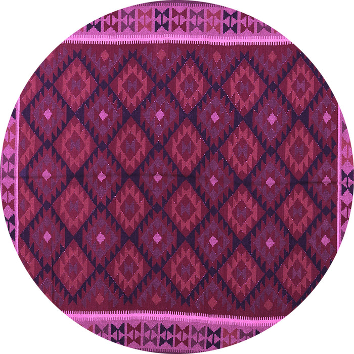Round Oriental Purple Traditional Rug, con2399pur