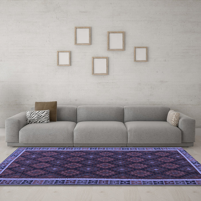 Machine Washable Oriental Blue Traditional Rug in a Living Room, wshcon2399blu