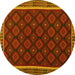 Round Machine Washable Oriental Yellow Traditional Rug, wshcon2399yw