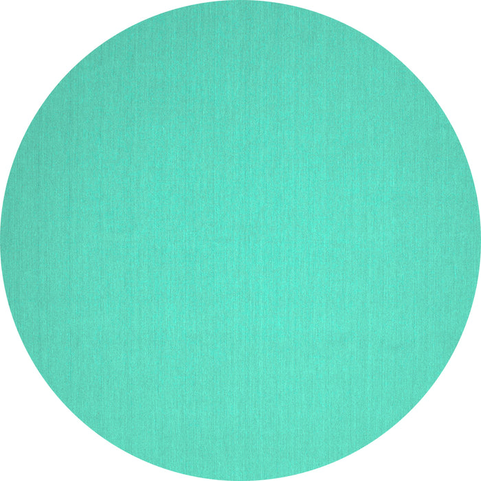 Round Machine Washable Solid Turquoise Modern Area Rugs, wshcon239turq