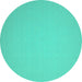 Round Machine Washable Solid Turquoise Modern Area Rugs, wshcon239turq