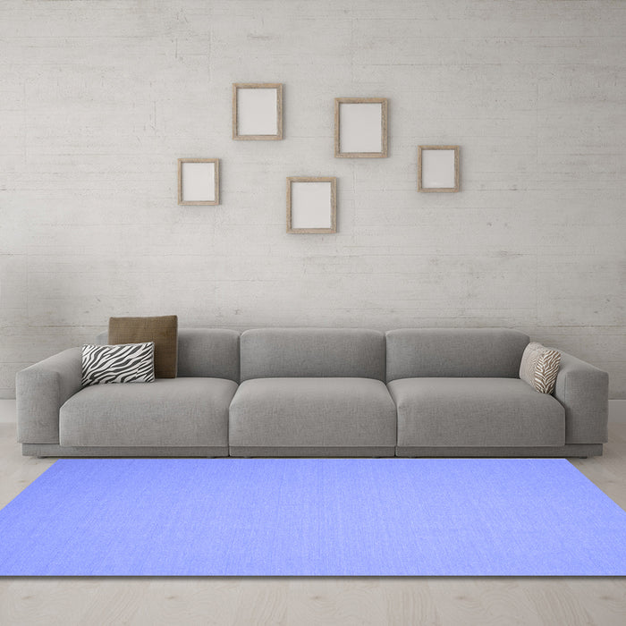 Machine Washable Solid Blue Modern Rug in a Living Room, wshcon239blu