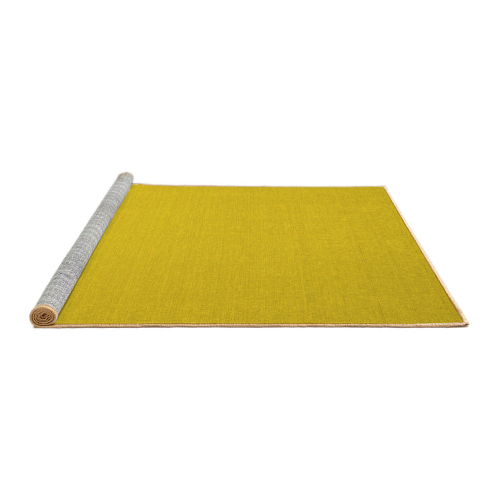 Sideview of Machine Washable Solid Yellow Modern Rug, wshcon239yw